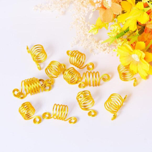 BBTO 50 Pieces Copper Hair Dreadlocks Coil Hair Wraps Braiding Dread Locks Metal - Picture 2 of 6